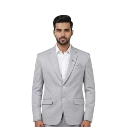 Korean Premium Blazer, Grey, Diamond Pattern, Two-Button, Slim Fit, with Pocket Square Korean Premium Blazer, Grey, Diamond Pattern, Two-Button, Slim Fit, with Pocket Square