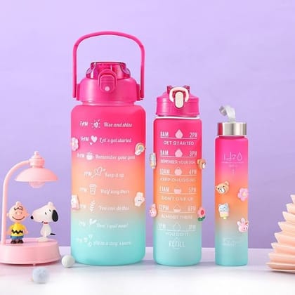 Motivational Water Bottle Combo Set (2L, 900ML, 300ML) | Gym & Office Water Bottles with Time Marker, Straw & Sipper | Reusable Leakproof Bottles for Adults (Multicolor- 3 Combo, Pack1) Motivational Water Bottle Combo Set (2L, 900ML, 300ML) | Gym & Office Water Bottles with Time Marker, Straw & Sipper | Reusable Leakproof Bottles for Adults (Multicolor- 3 Combo, Pack1)