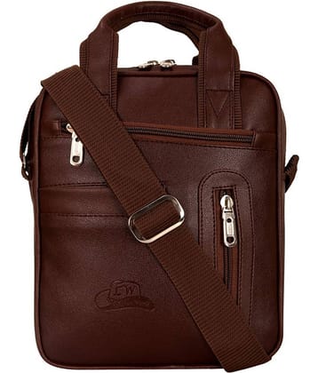 Leather World - Brown Solid Messenger Bags