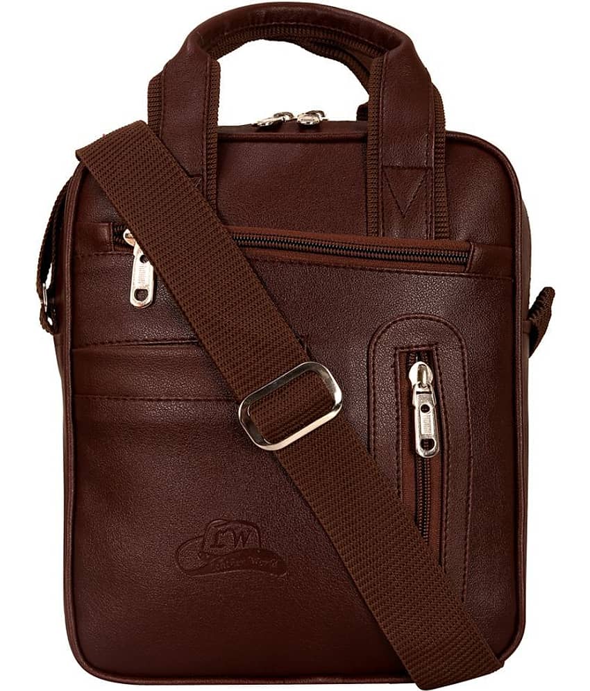 Leather World - Brown Solid Messenger Bags