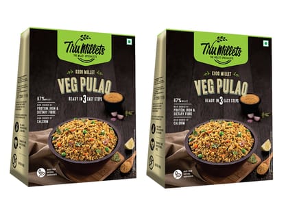 Trumillets Instant Kodo Millet Veg Pulao Mix With Rice | Traditional Masalas Mix | Ready to Cook | Tasty Ready to Eat Veg Pulao | No Artificial Colors | No Palm Oil (Each 200 Gm Pack of 2)