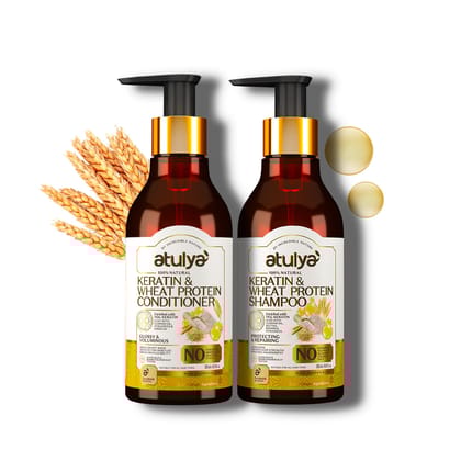 Atulya Keratin & Wheat Protein Shampoo & Conditioner Combo - 300ml Each