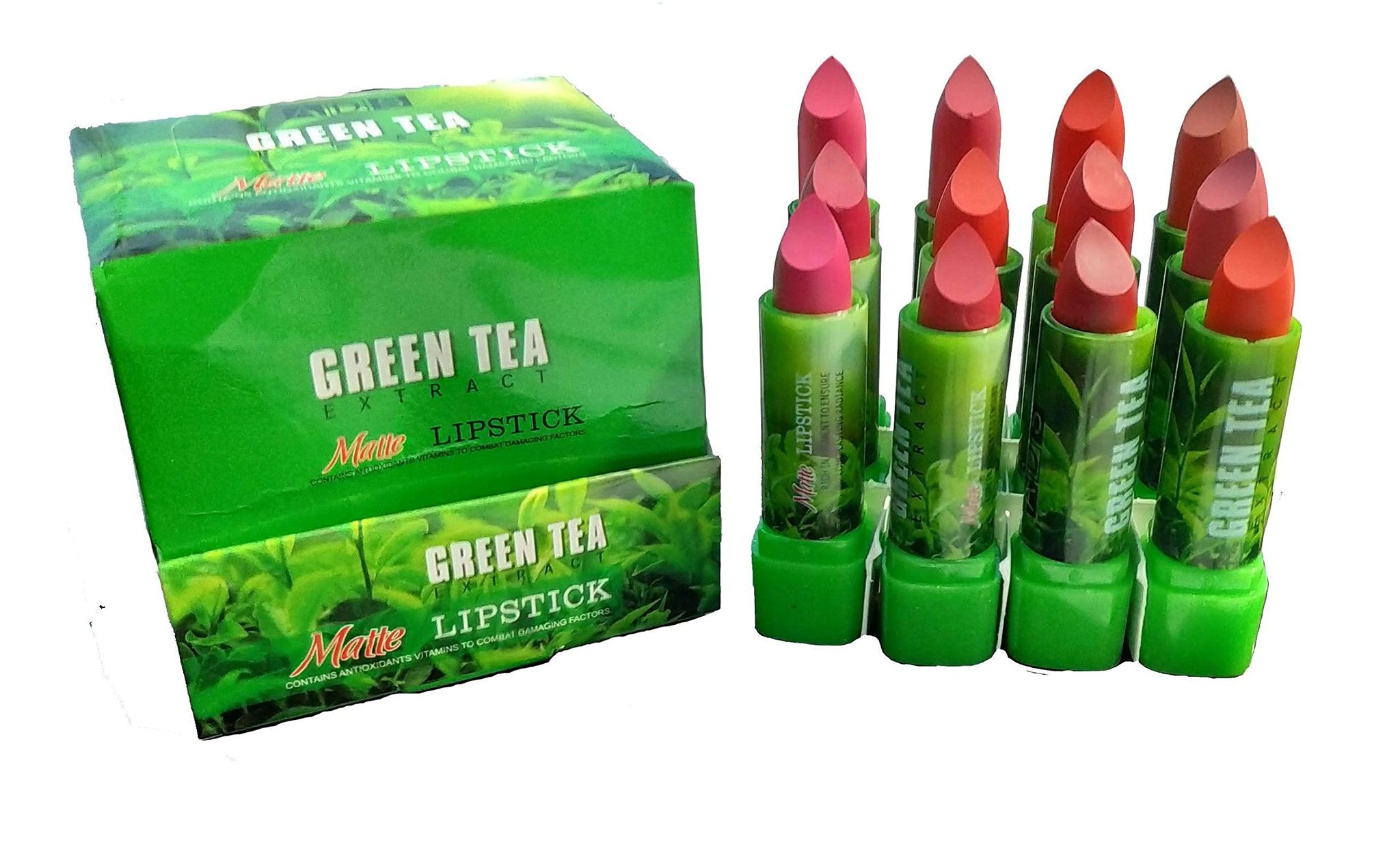 Elecsera Insta Beauty Green Tea Creamy Enrich Velvet Matte Premium Lipstick Pack of 12