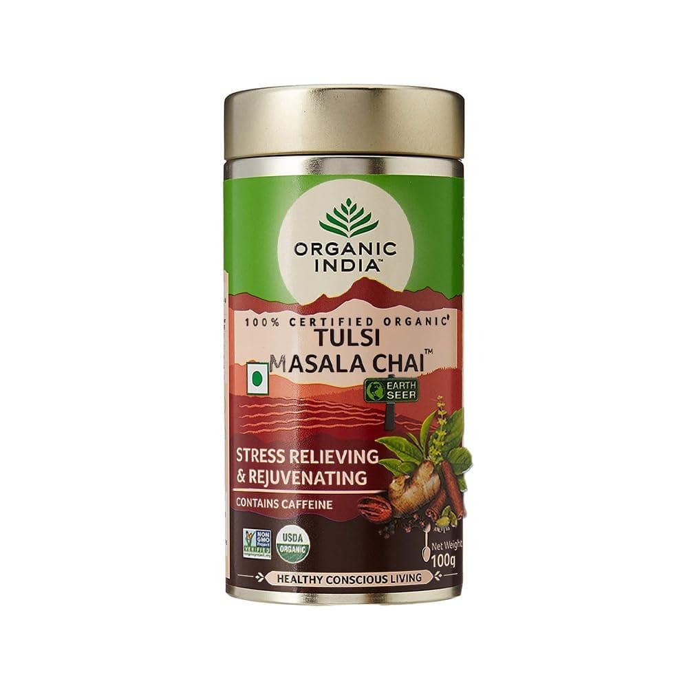 Organic India Tulsi Assam Masala Chai Powder, 100 Gm Tin