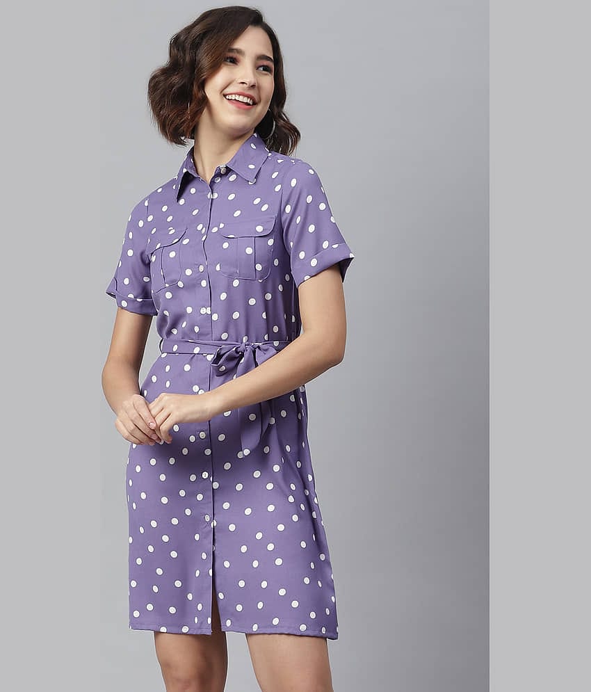 StyleStone Women Polyester Shirt Dress ( Blue )