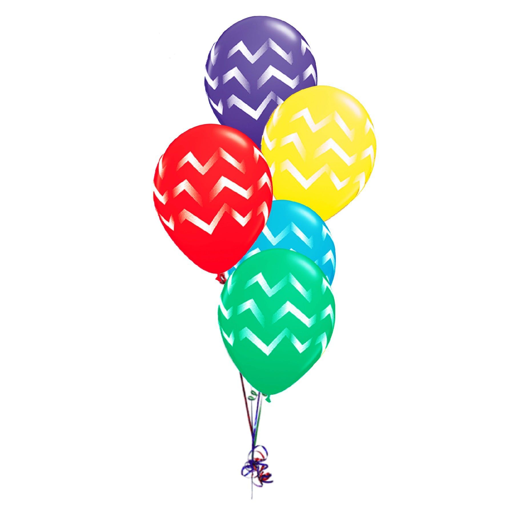 Chevron Stripes Multicolor Latex / Rubber Balloons - Helium Quality - 12 inches - Bulk Pack - 50PC