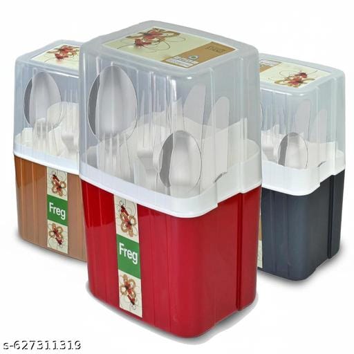 Freg Kitchen Cutlery Stand with Lid 4 Compartments