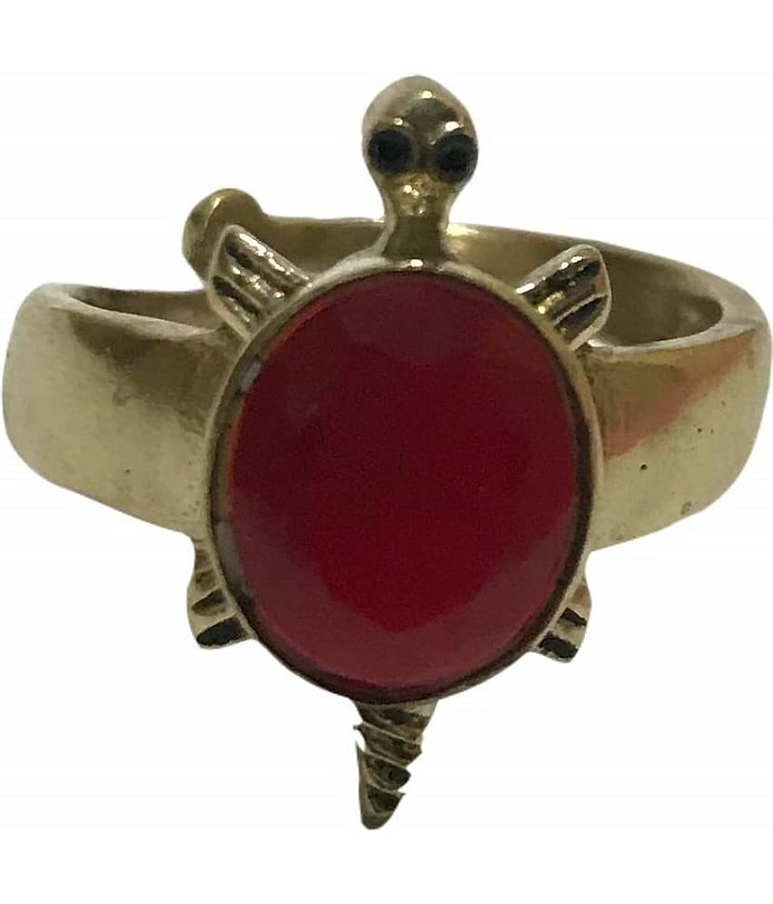 ASTRODIDI Brass Pink Zircon Kachua Tortoise Meru Ring Adjustable For Men and Women (Multicolor)