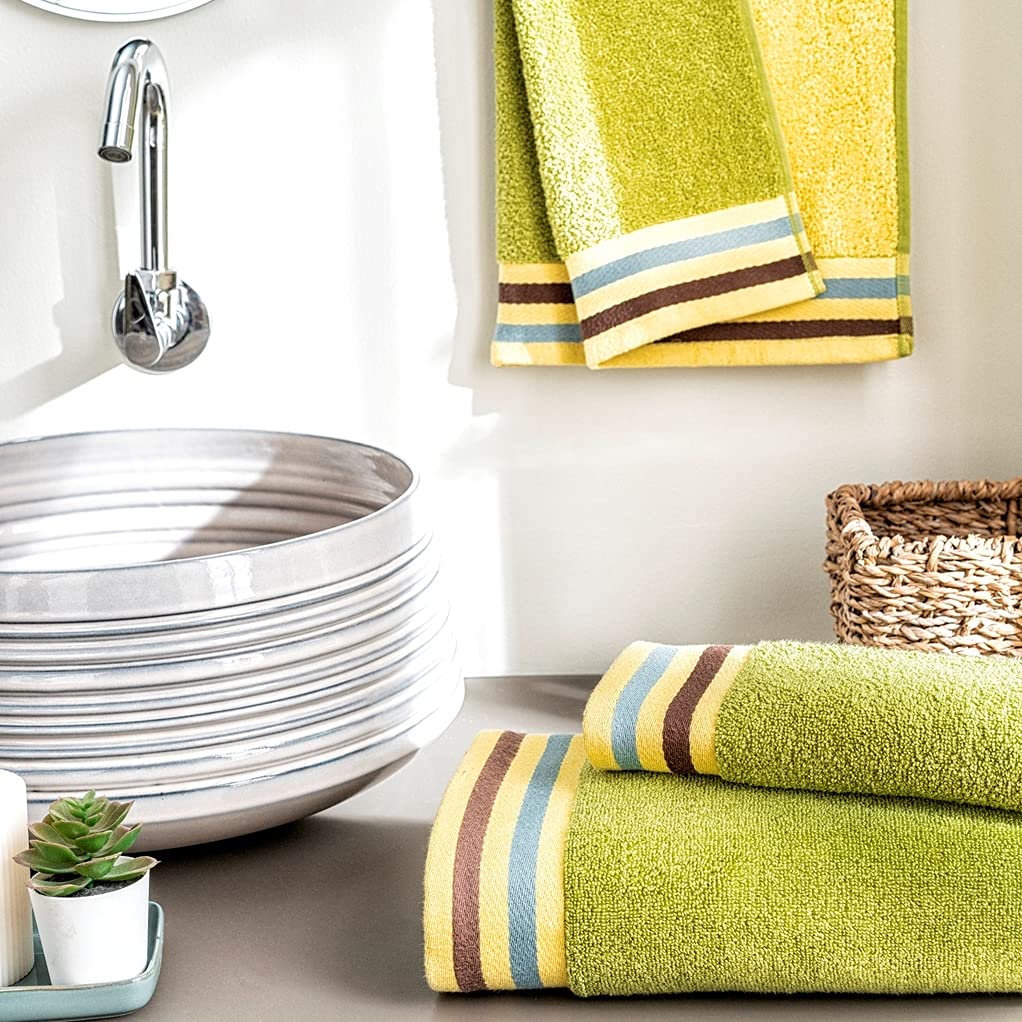 DDECOR - Zest Collection 100% Cotton Bomboo Plains And Textures Pattern 500TC Hand Towel |40 CM X 60 CM| - Multi