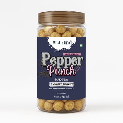 Blute life Roasted/Flavoured Makhana | High In Protein | High Fiber | Calcium Rich | Low Cholestrol | No Palm Oil | 80g Pack (Super Crunchy Roasted/Flavoured Pepper Punch Makhana) Blute life Roasted/Flavoured Makhana | High In Protein | High Fiber | Calcium Rich | Low Cholestrol | No Palm Oil | 80g Pack (Super Crunchy Roasted/Flavoured Pepper Punch Makhana)