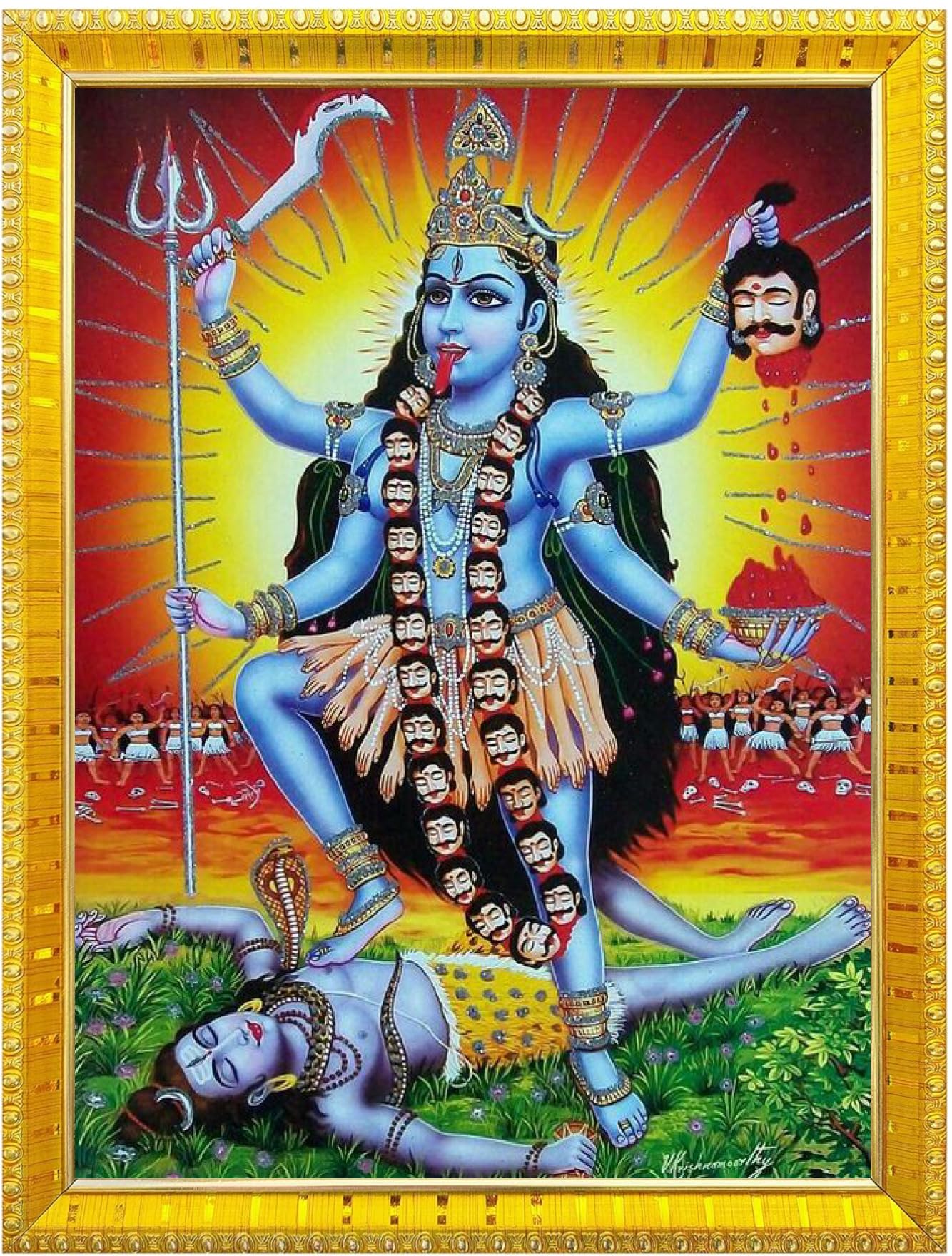 NOKKES Kali Devi Maa Mata Photo Frames Religious Photo frame 5X7 Inch Photo Frame_WE19