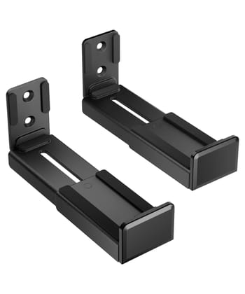 Hoss Soundbar Stand Wall Mount - Universal Dual Bracket for Most Soundbars, Holds up to 15 kg, Depth Adjustable 3.5-6.1 - Speaker Stand Black Black / 102*72*39 mm