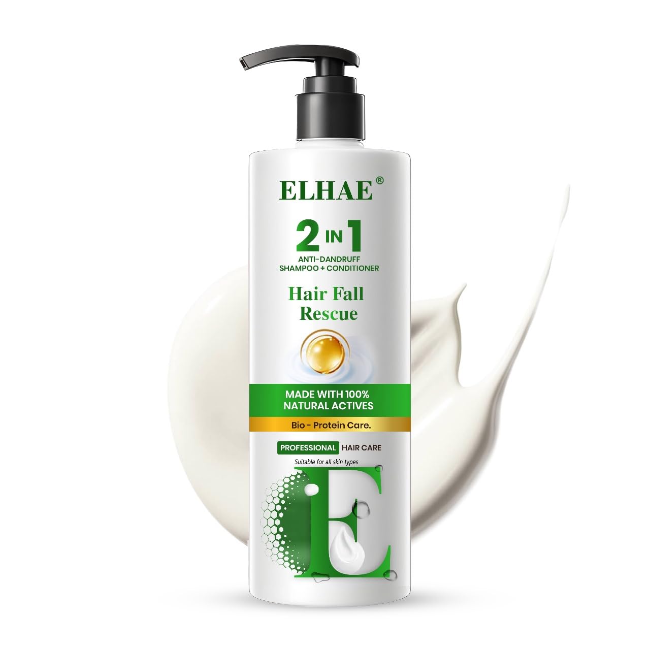 ELHAE 2-in-1 Anti Hairfall and Anti Dandruff Shampoo with Conditioner for Women and Men | Hairfall Control and Dandruff Protection Shampoo + Conditioner - 300ml