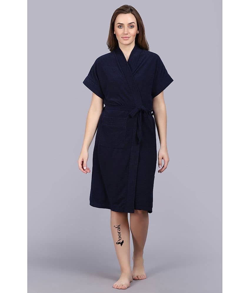 Poorak Blue Free Size Bathrobe ( Pack of 1 )