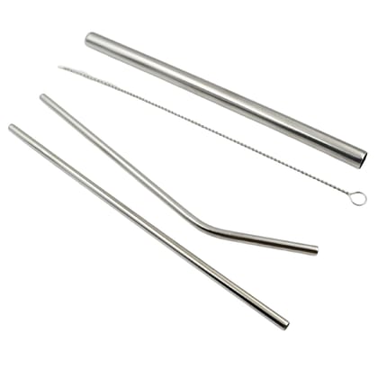 DHRUVINSRI Friendly Reusable Stainless Steel Drinking Straws with Travel Case & Cleaning Brush - Set of 4 (2 Straight, 1 Bent, 1 Brush DHRUVINSRI Friendly Reusable Stainless Steel Drinking Straws with Travel Case & Cleaning Brush - Set of 4 (2 Straight, 1 Bent, 1 Brush
