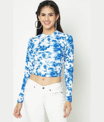 Glito Women's Polyester Crop Top ( Blue )
