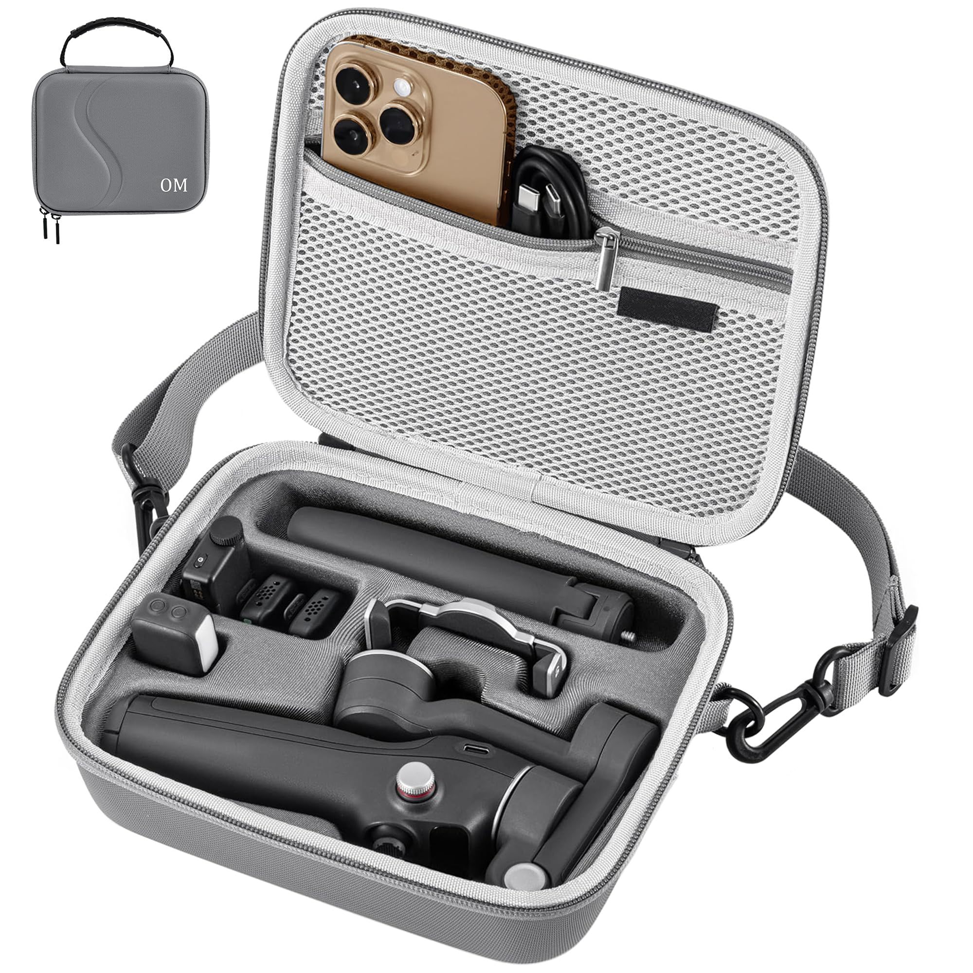Sounce Osmo Mobile 7P Case Portable PU Shoulder Bag for DJI Osmo Mobile 7/7P & OM 7 Pro Gimbal Stabilizer, Waterproof Travel Carrying Case with Accessory Storage & Adjustable Strap Sounce Osmo Mobile 7P Case Portable PU Shoulder Bag for DJI Osmo Mobile 7