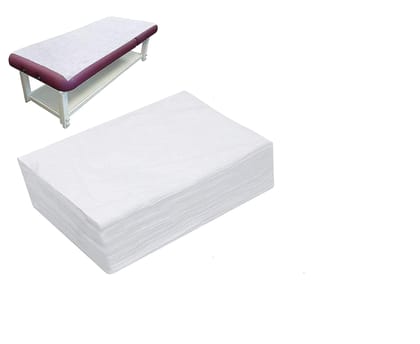 KUDIZE Rudraksha Trading Company 42 GSM Non Woven Disposable Bedsheets || for Hospitals,Hotels,Spa,Salon,Travel Pack of 50 (White, 63x85 Inch)