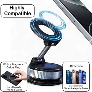 CruiseTech (Model K007) Magnetic Car Phone Mount  360 Rotating  Dashboard Holder with Strong Suction Base  Universal
