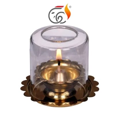 Pooja Deep - Akhand Diya with Glass Cover
