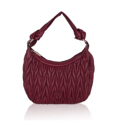 Women's Faux Leather Textured Handbag (Red)