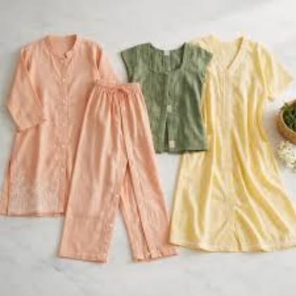 Women's Ethnic Kurta and Trouser Set with Complementary Top