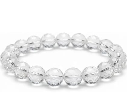 Natural Crystal Quartz Bracelet | Diamond-Cut Sphatik for Wealth & Healing Natural Crystal Quartz Bracelet | Diamond-Cut Sphatik for Wealth & Healing
