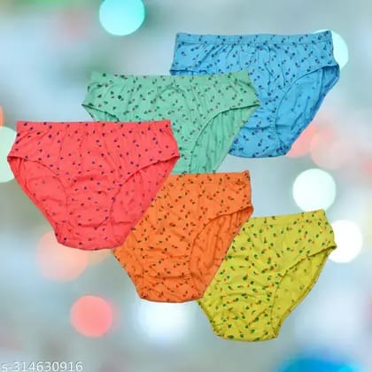 MAJUDA Women Pure Cotton Printed Brief Panties Assorted Colors Everyday Comfort Underwear Combo Pack of 5