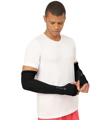 FREECULTR Unisex Breatheable Bamboo Cotton Antibacterial Arm Sleeves with in Built Glove (Black Pack 1) FREECULTR Unisex Breatheable Bamboo Cotton Antibacterial Arm Sleeves with in Built Glove (Black Pack 1)