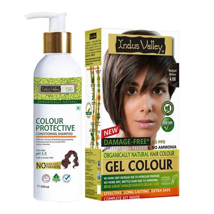 INDUS VALLEY Hair Color Trial Pack | Medium Brown With Colour Protection Shampoo (200 ml) INDUS VALLEY Hair Color Trial Pack | Medium Brown With Colour Protection Shampoo (200 ml) - Medium Brown + Protective Shampoo / 132.5 g (Pack of 2) INDUS VALLEY Hair Color Trial Pack | Medium Brown With Colour Protection Shampoo (200 ml) INDUS VALLEY Hair Color Trial Pack | Medium Brown With Colour Protection Shampoo (200 ml) - Medium Brown + Protective Shampoo / 132.5 g (Pack of 2)