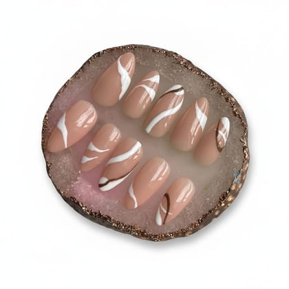 Nude Swirl Design Press-On Nail Kit