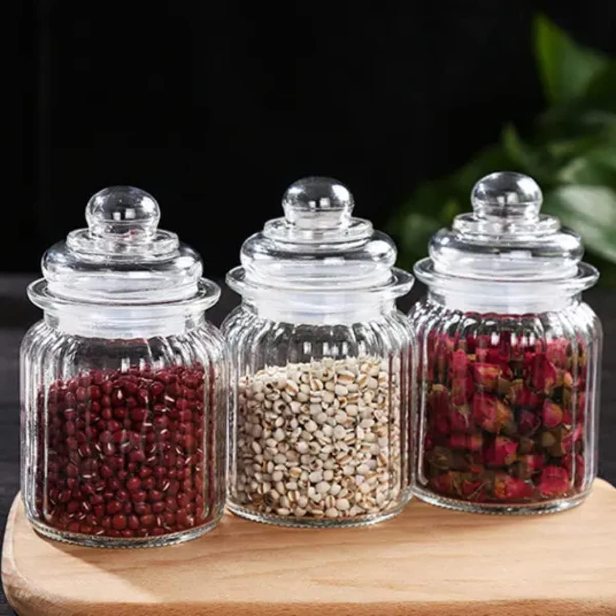 Pop jar 350 ML glass container jar with lid For Kitchen Storage Food Storage Containers For Storing Spices, Jam, Honey, Aachar, Sugar, Coffee pack of 3