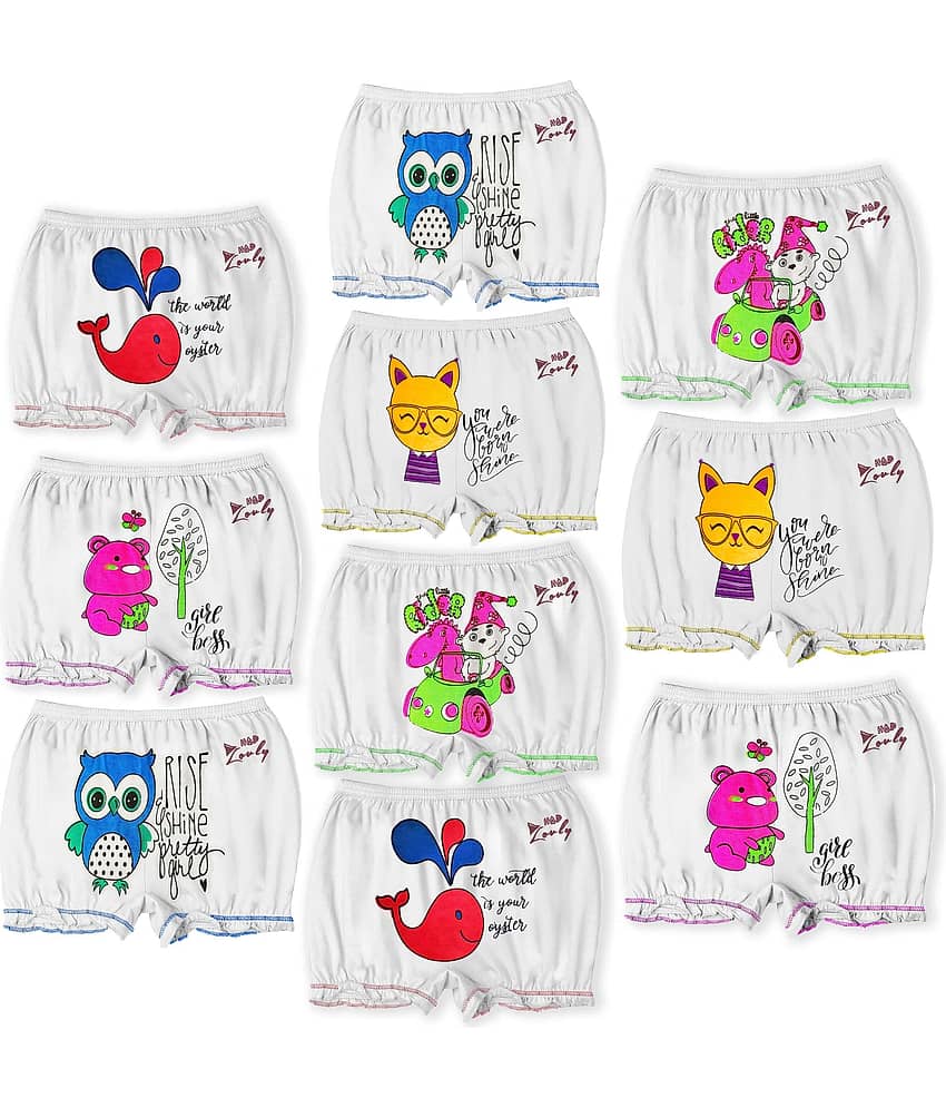 HAP Pack of 10 Cotton Bloomers For Girls ( White )