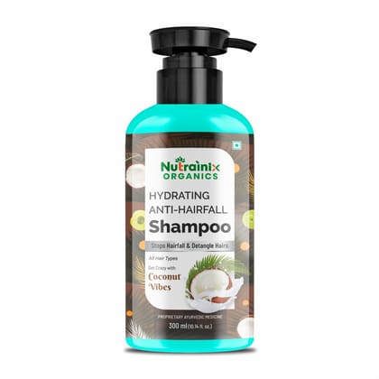 Nutrainix Organics Hydrating Anti-Hairfall Shampoo, Coconut Surge for Hairfall Control & Hydrated, Resilient Hair - 300ml