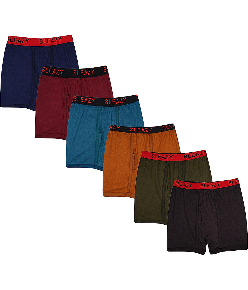 Sleazy Pack of 6 Cotton Trunks For Men's ( Multicolor )