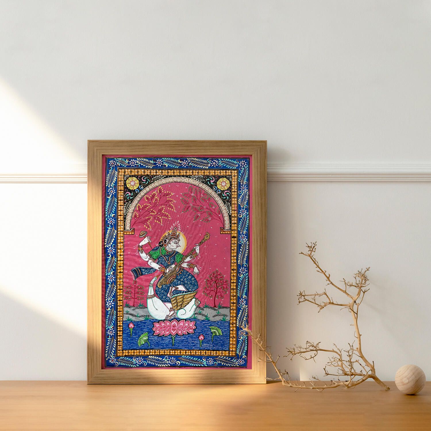 Patta Painting of Goddess Saraswati