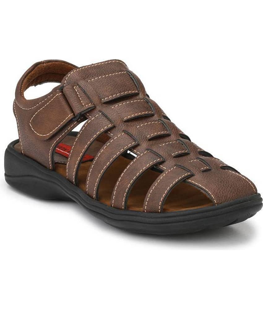 Fashion Victim Brown Synthetic Leather Sandals