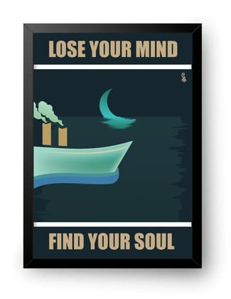 Lose Your Mind Find Your Soul" Spiritual Wall Art Frame | Dark Aesthetic Ocean Poster for Bedroom, Meditation & Peace