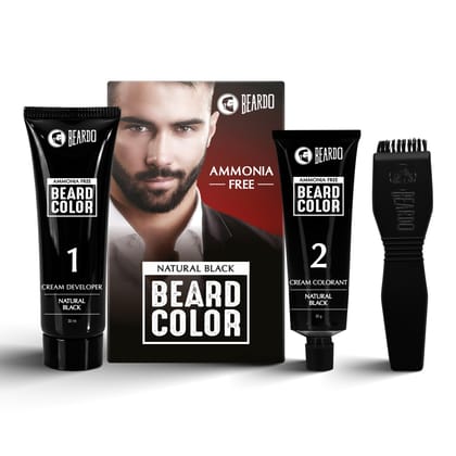 Beardo Beard Color For Men - Natural Black, 60ml | Long Lasting | No Ammonia | Easy to apply, No Stain Beard Hair Colour for men | Skin Friendly Hair dye Beardo Beard Color For Men - Natural Black, 60ml | Long Lasting | No Ammonia | Easy to apply, No Sta