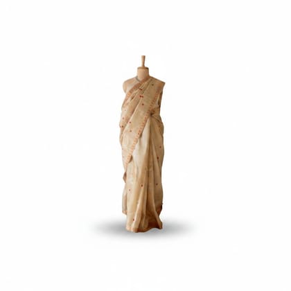 Elegant Beige Silk Handwoven Saree