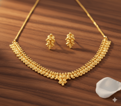 Mishti Creations Gold Colour Plated Traditional Necklace Set with Matching Stud Earrings