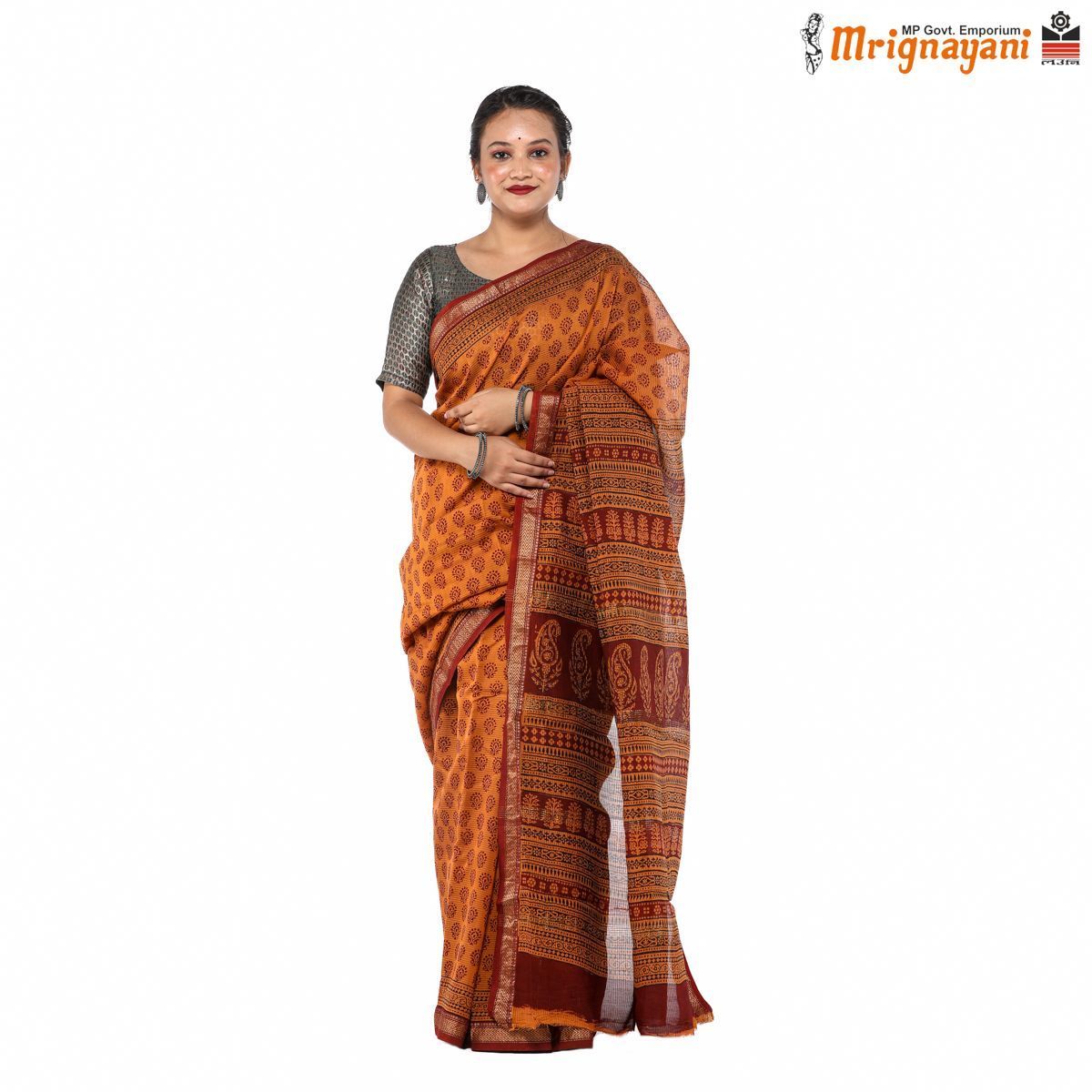 HANDLOOM MAHESHWARI SILK SAREE WITH BLOUSE (SKU - 3I0101170522, SAREE-1067)