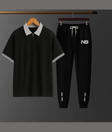 RR Enterprises Black Cotton Blend Regular Fit Men's Tracksuit ( Pack of 2 )