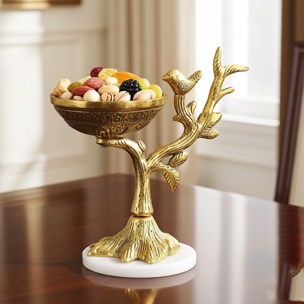 Aluminium Showpiece Tree Branch Bowl, Height : 7 Inch (ASMAS493 A)