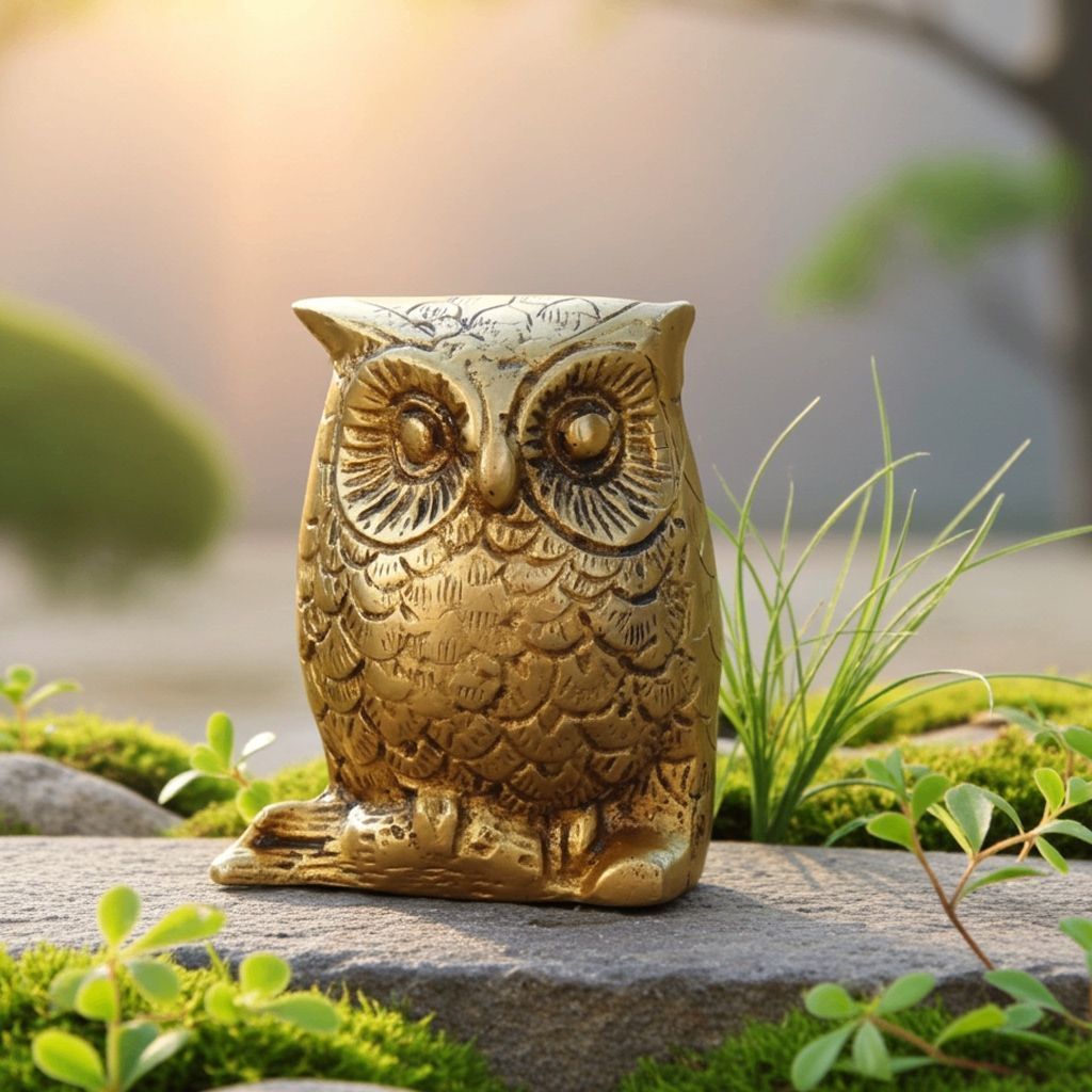 Brass Home Decorative Owl Showpiece Statue (ANMAS237 B)