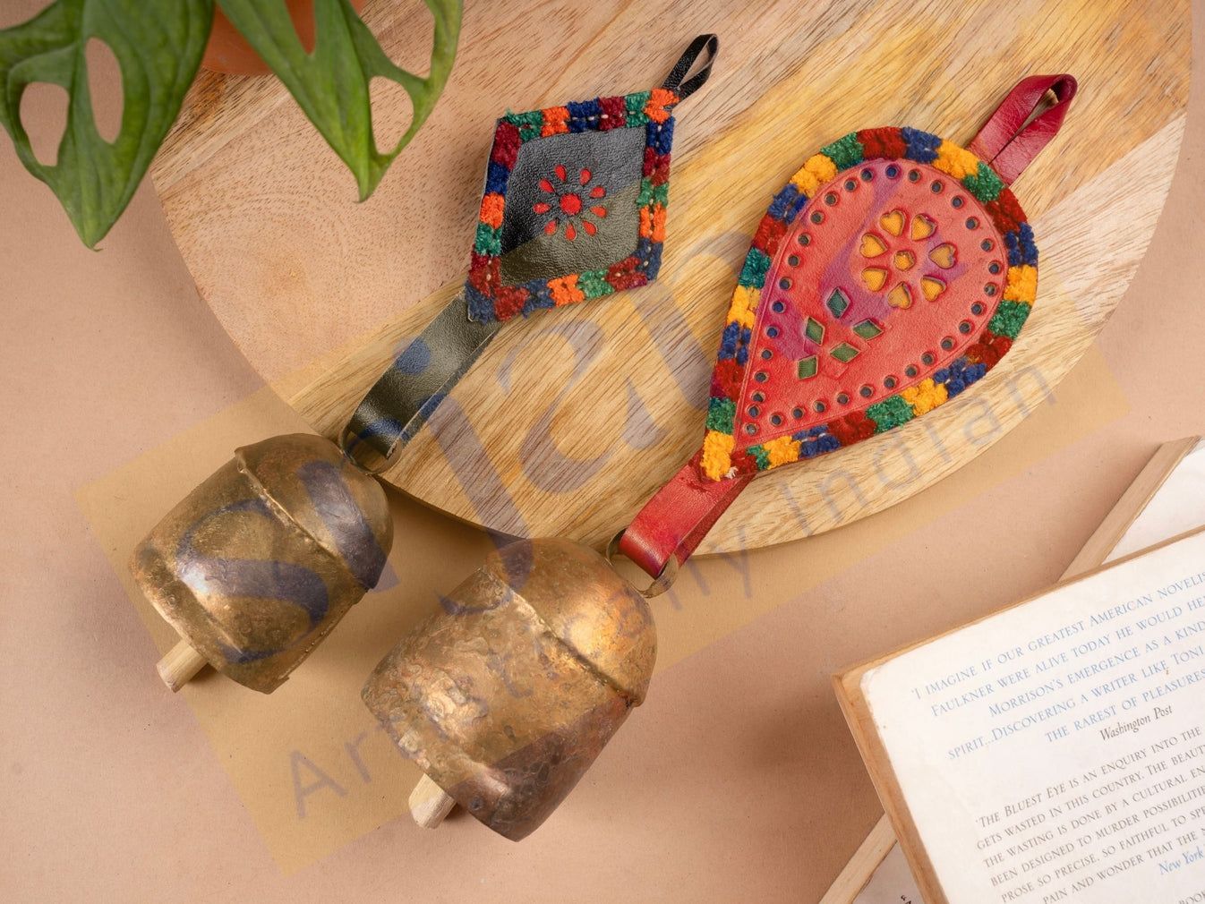 Srjana Handcrafted Leather and Copper Bells Handicrafts 2pc