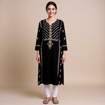 Hand-Embroidered Chikankari Black Kurti | XL Hand-Embroidered Chikankari Black Kurti | XL