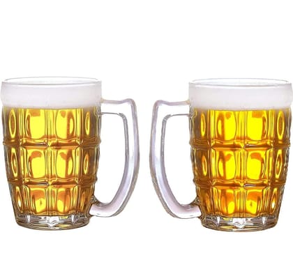 Executive Beer Mug with Handle | Glasses for Beer, Juice | Scratch Resistant & Easy to Clean | Dishwasher Safe Mug | Transparent (400 ml)