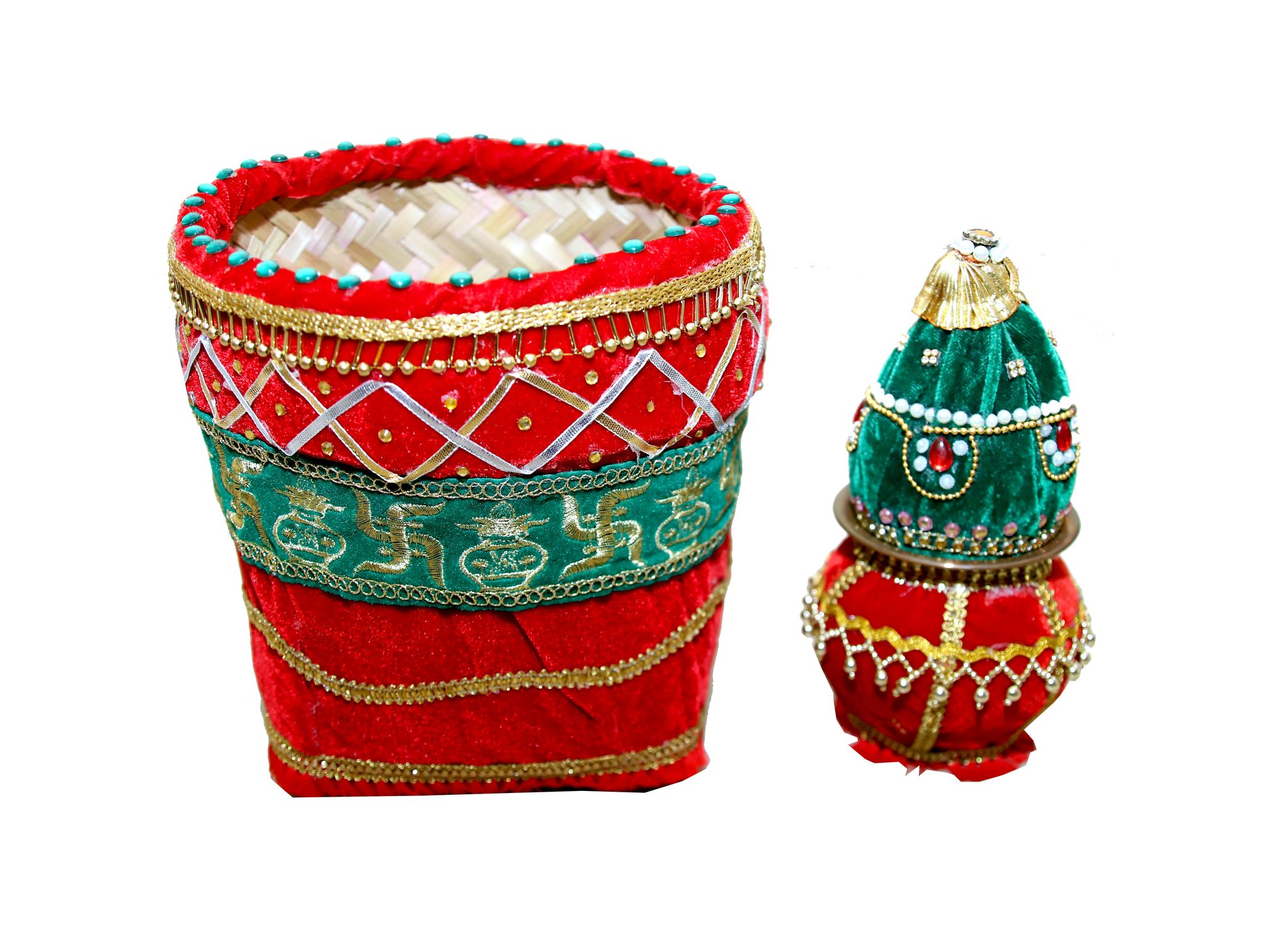 Red Planted Urn Set