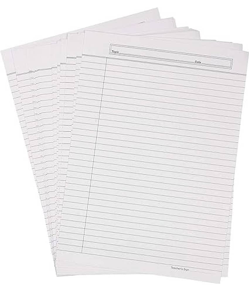 Eclet 90 GSM A4 Ruled Thick White Project Sheets (100 Sheets, Both Side Ruled) for Project/Assignment/Practical/Homework.B